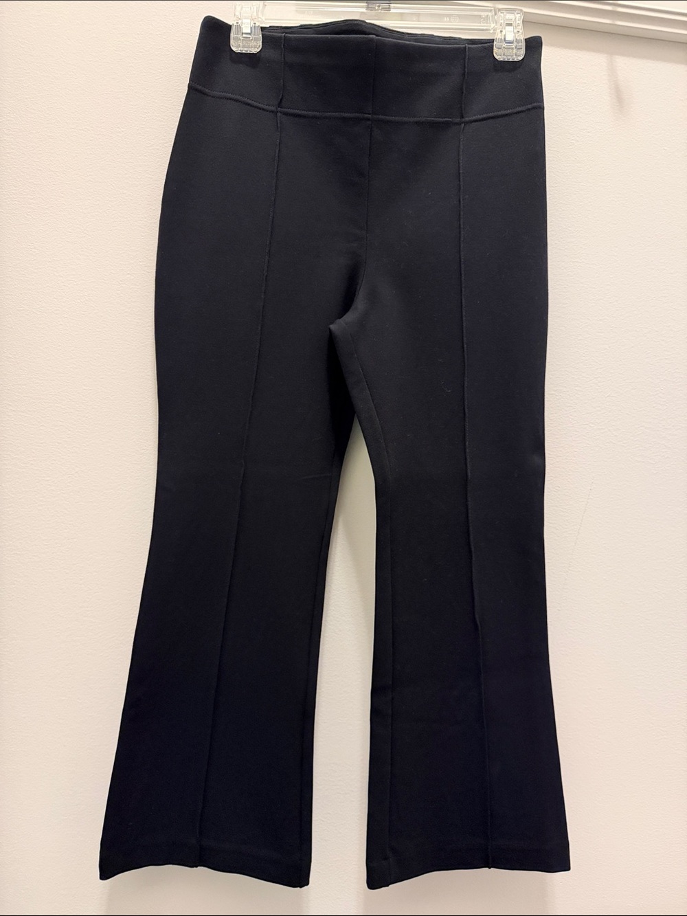 Express Black Boot Cut cropped Ponte Pants with Front Seams
